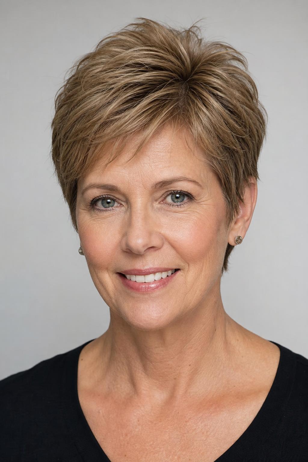 Classic Short Pixie Round-Brushed to Lift the Crown