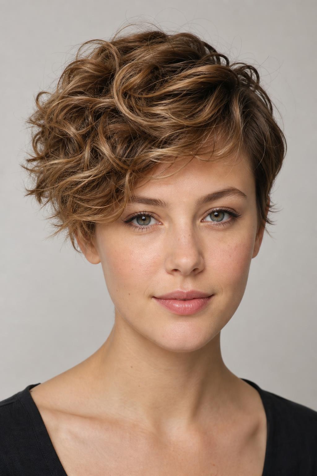 Loose Curls Swept to One Side Through the Top