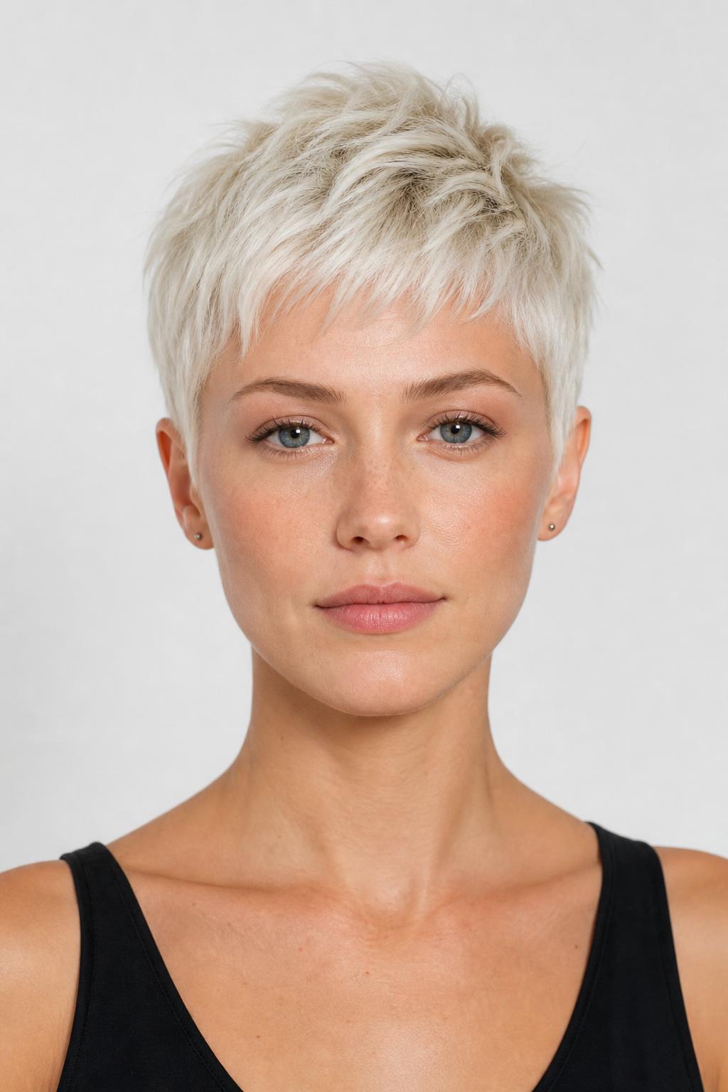 Platinum Pixie Styled with a Dry Textured Finish