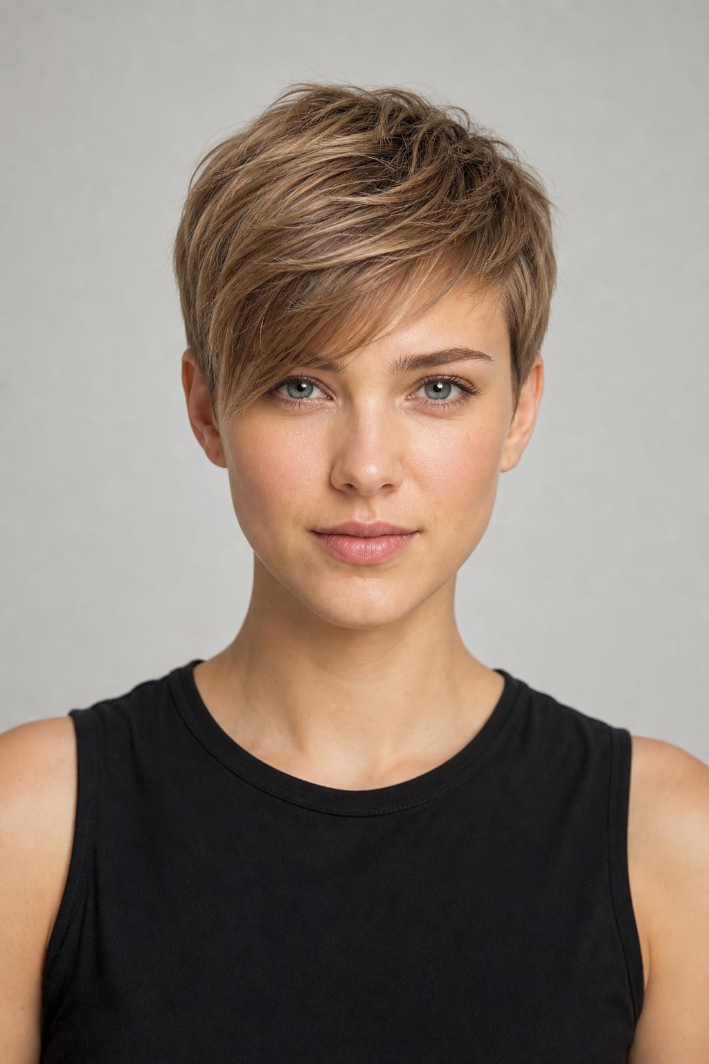 Side-Swept Bangs Drawing a Diagonal Across the Forehead
