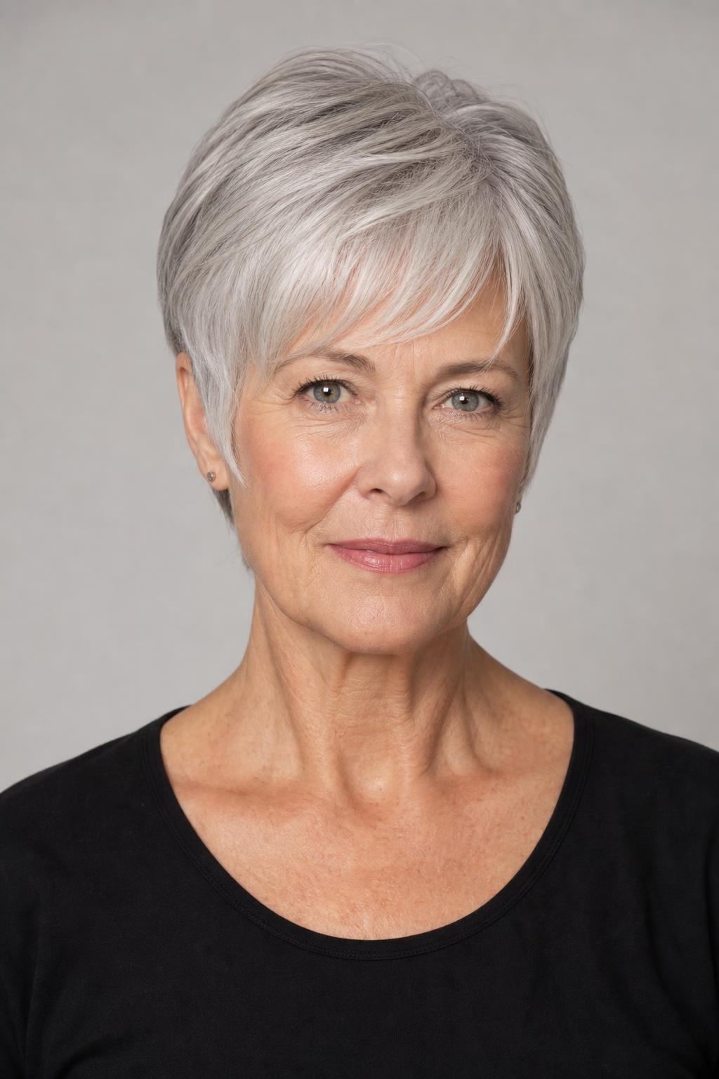 Coarser Silver Strands Propping Up a Fine Pixie