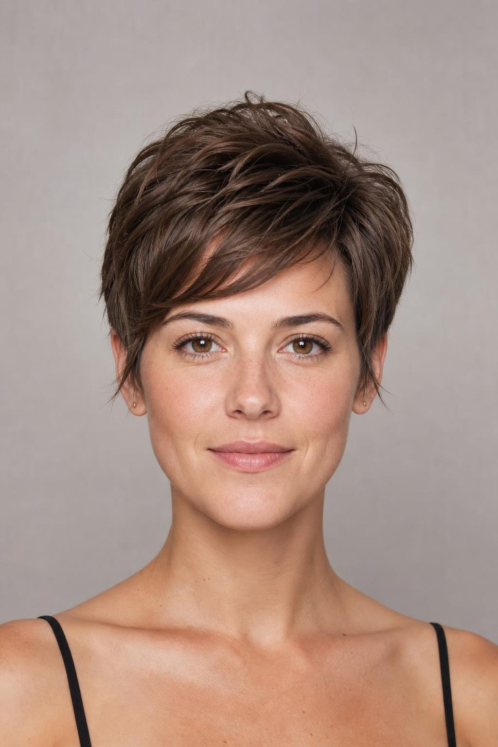 Pixie with Crown Height and Soft Pieces in Front of the Ear on a Square Face