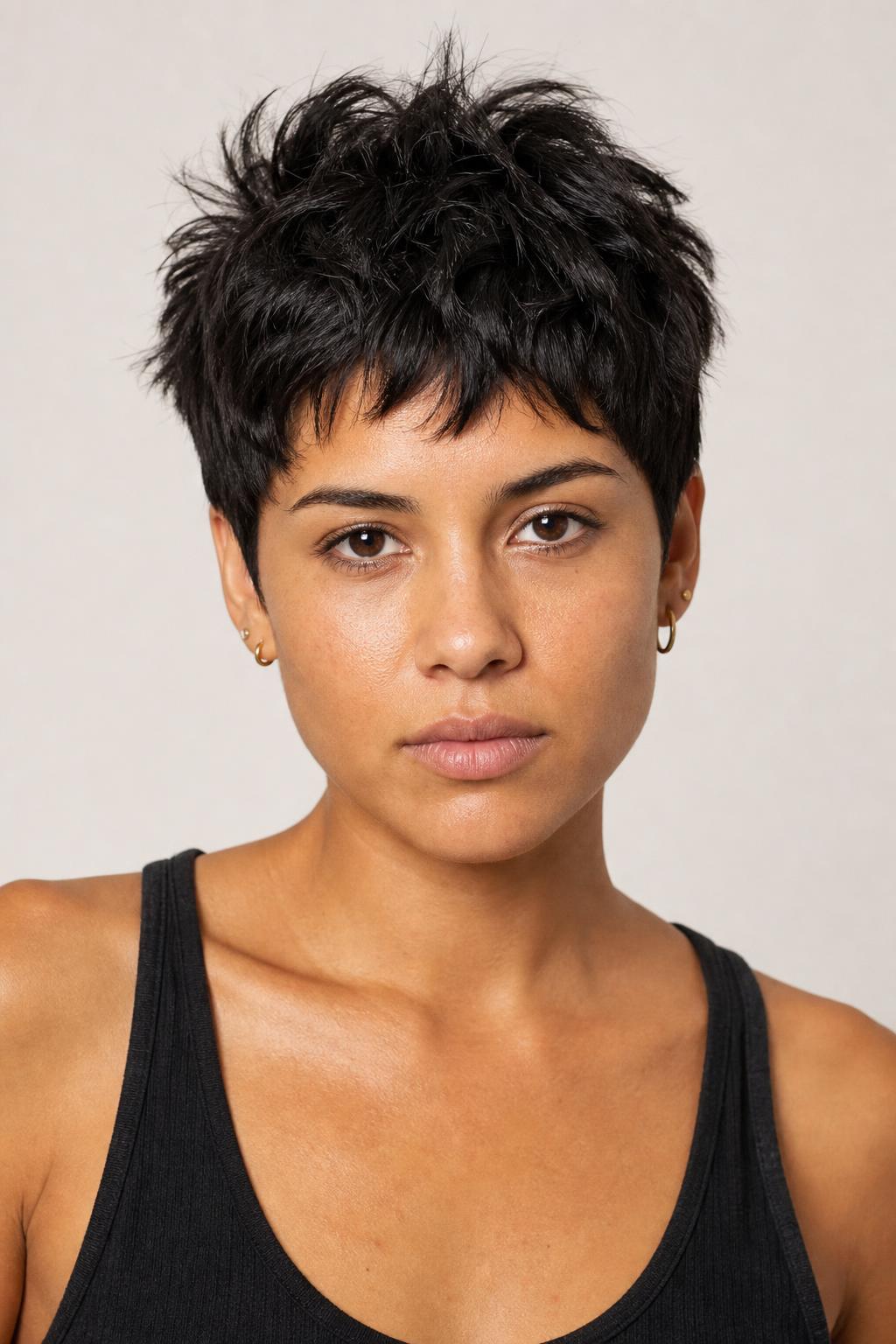 Choppy Deconstructed Pixie With Razored Layers Through Coarse Hair
