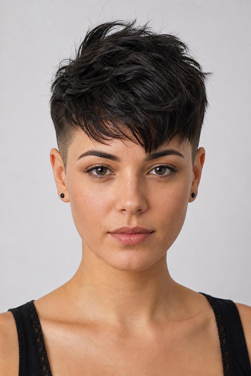 Disconnected Pixie With Very Short Sides Against a Heavily Textured Top