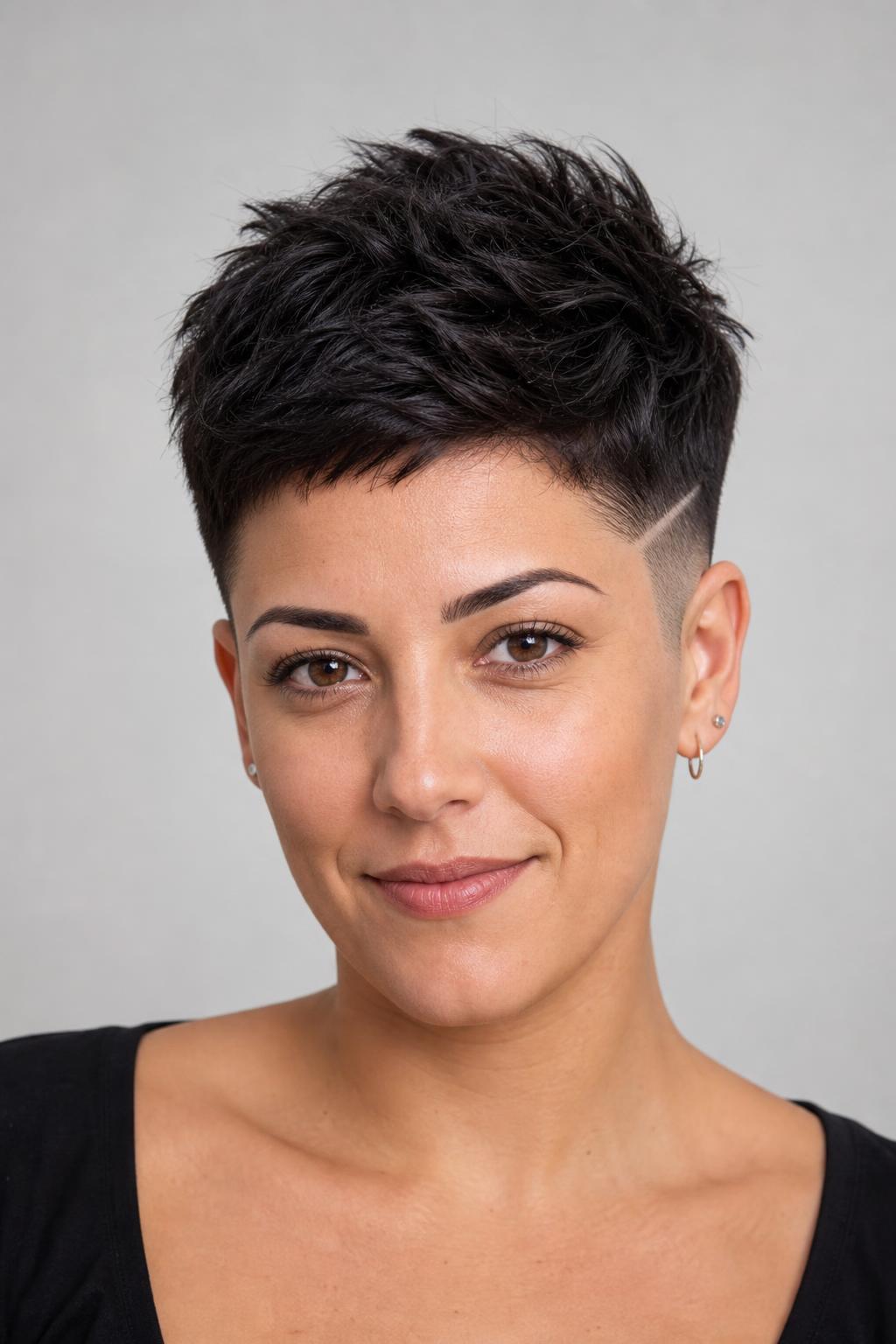 Faded Pixie With a Mid Fade at the Temples and Length Kept at the Crown