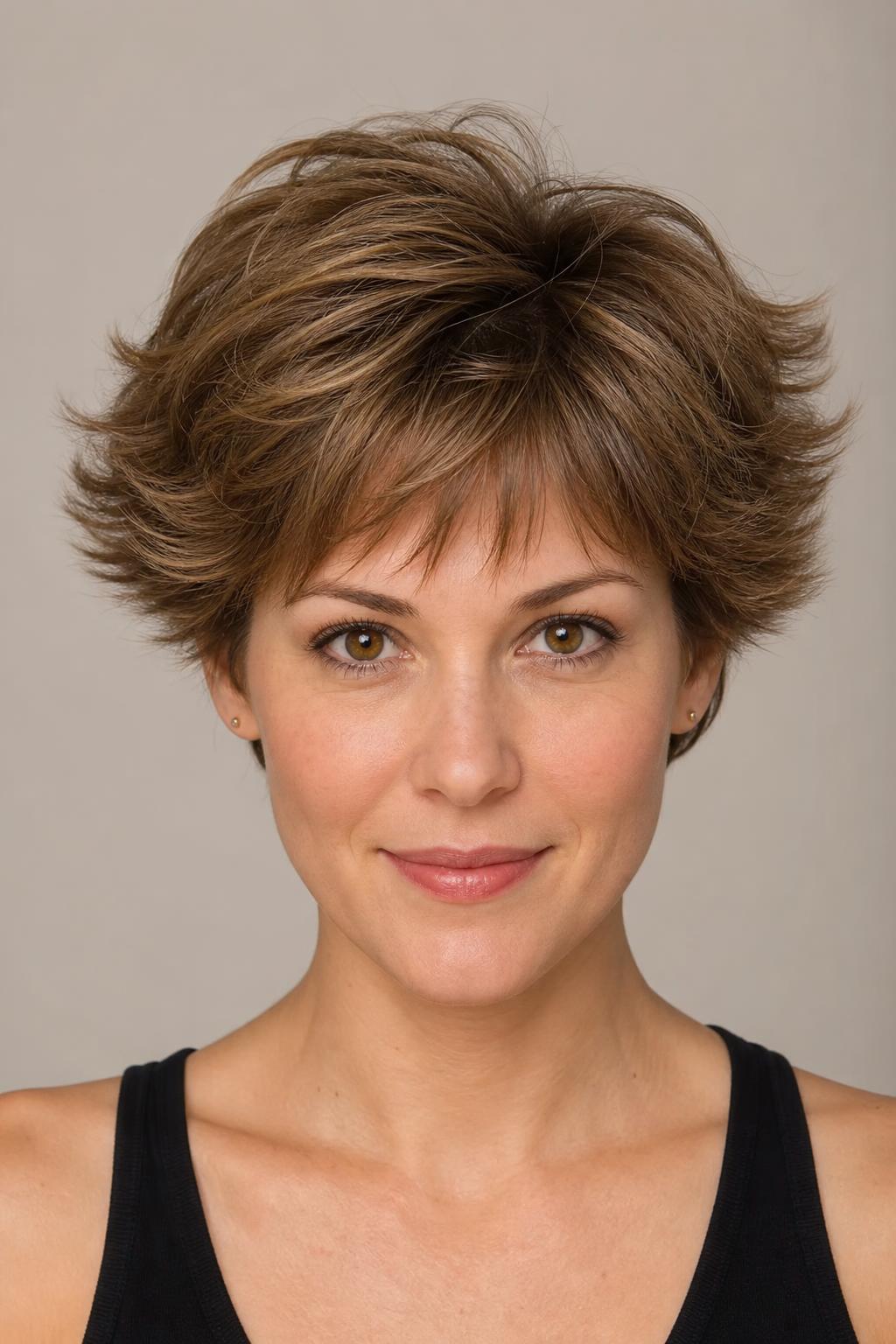 Feathered Pixie With a Wispy Fringe Fanning Outward at the Sides