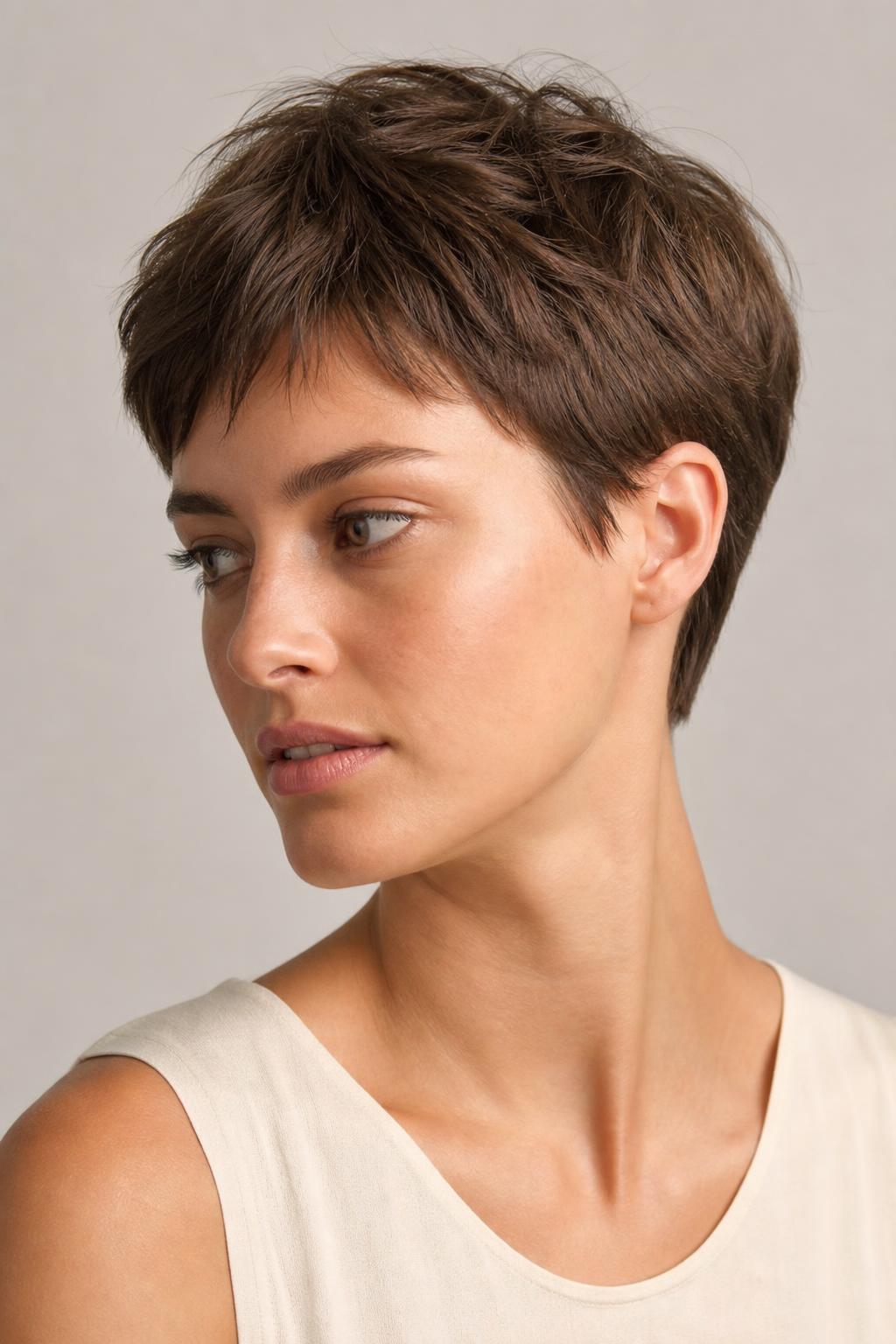 Point-Cut Pixie Crop With a Tapered Nape That Reduces Bulk at the Back