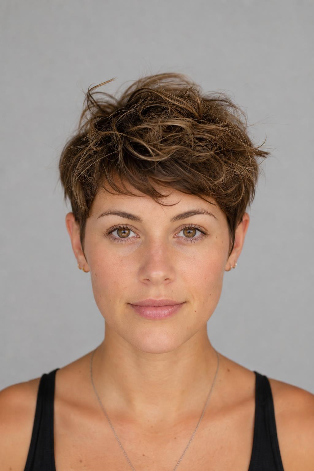 Tousled Bedhead Pixie With Salt Spray Texture and Density Through the Top