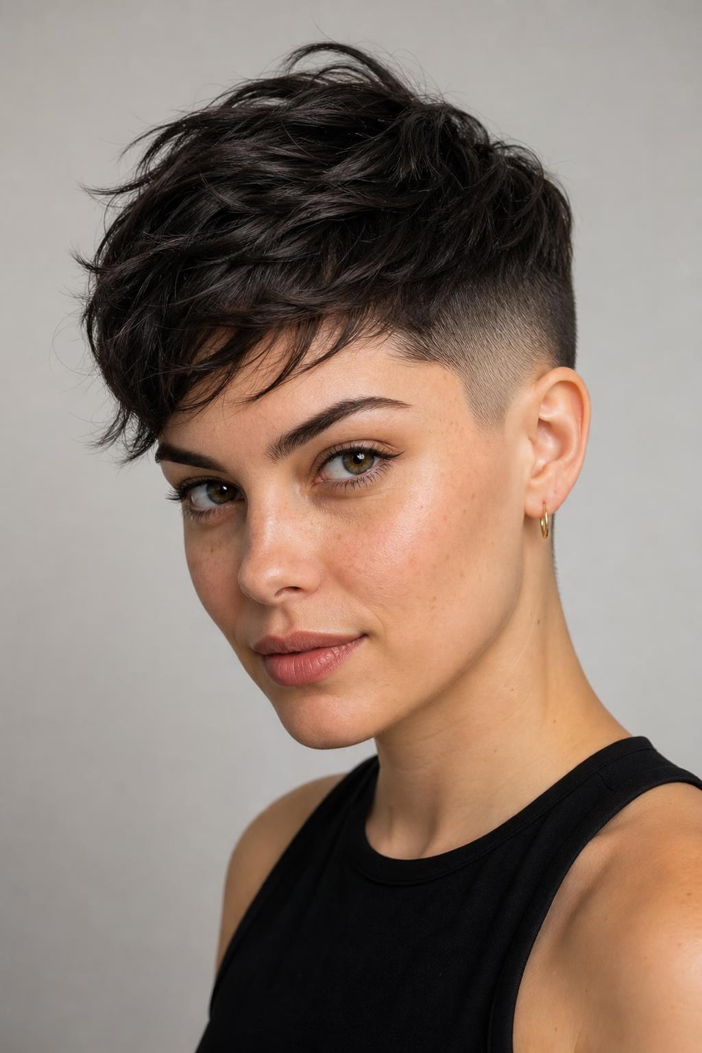 Undercut Pixie With Buzzed Sides and Four Inches of Textured Length on Top