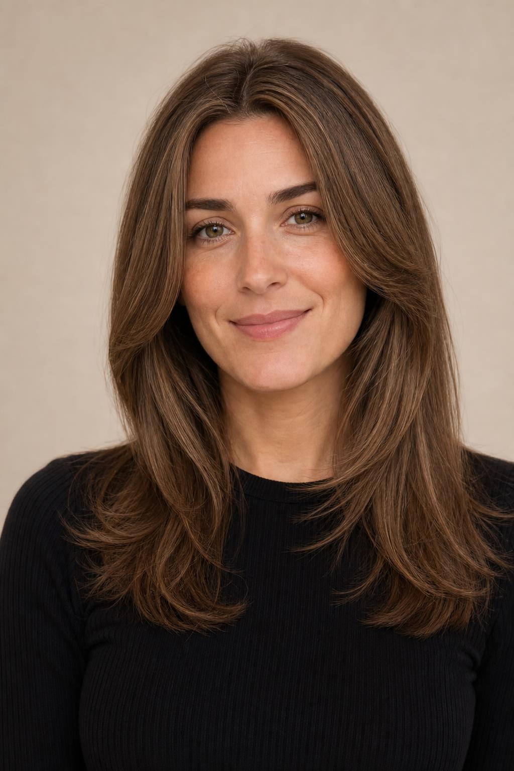 Butterfly Layers with the Shortest Pieces Ending at the Jaw on Long Blowout Hair
