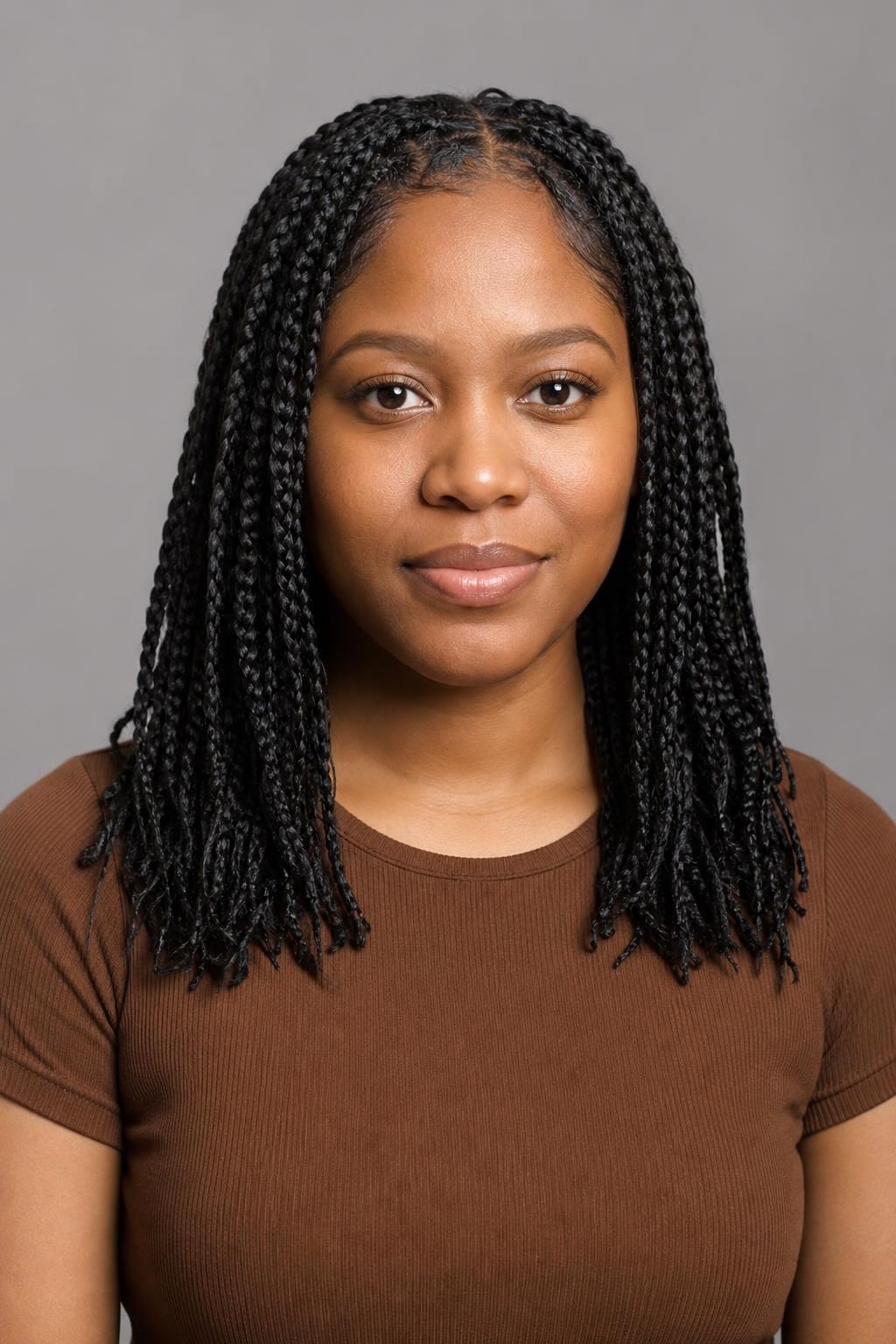 Medium Knotless Braids Installed Without Tension with the Edges Left Loose