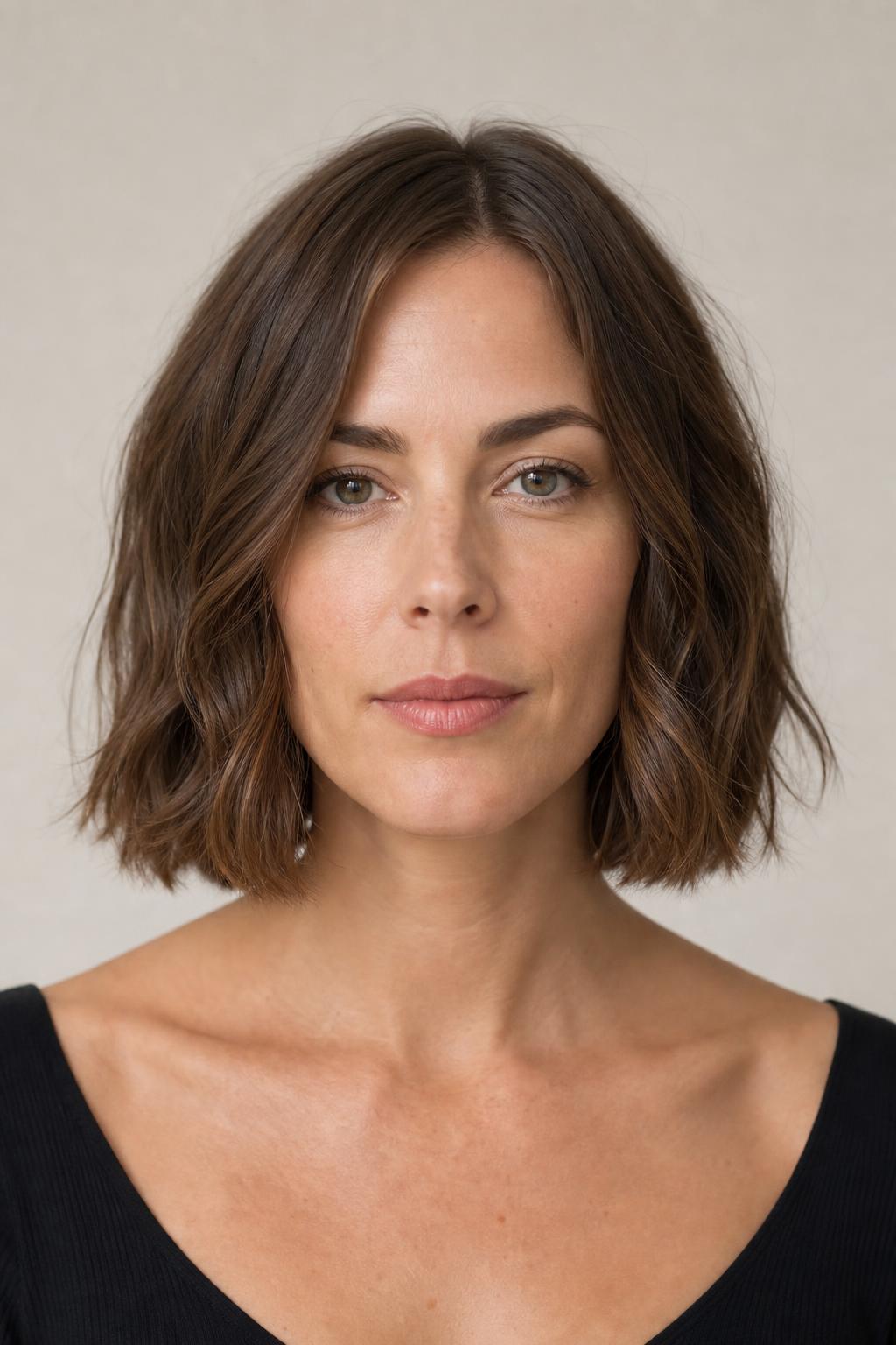 Chin-Length Bob With Soft Waves and Slightly Tousled Ends