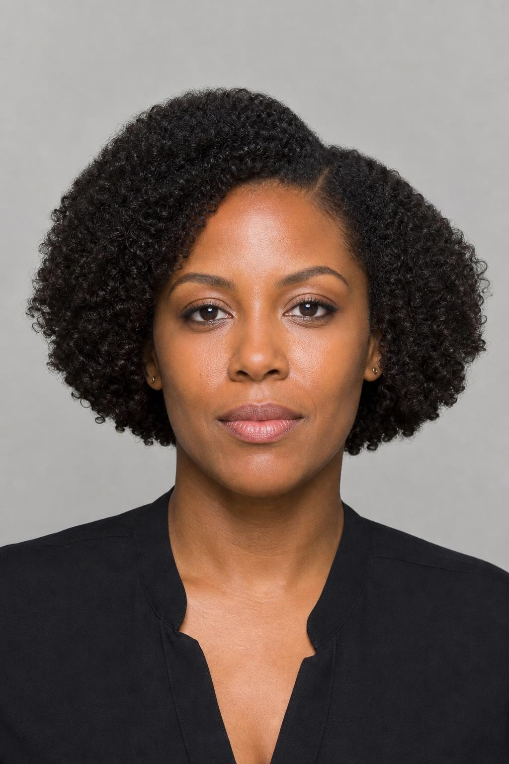 Coily Hair Shaped Into a Rounded Silhouette Fuller at the Sides