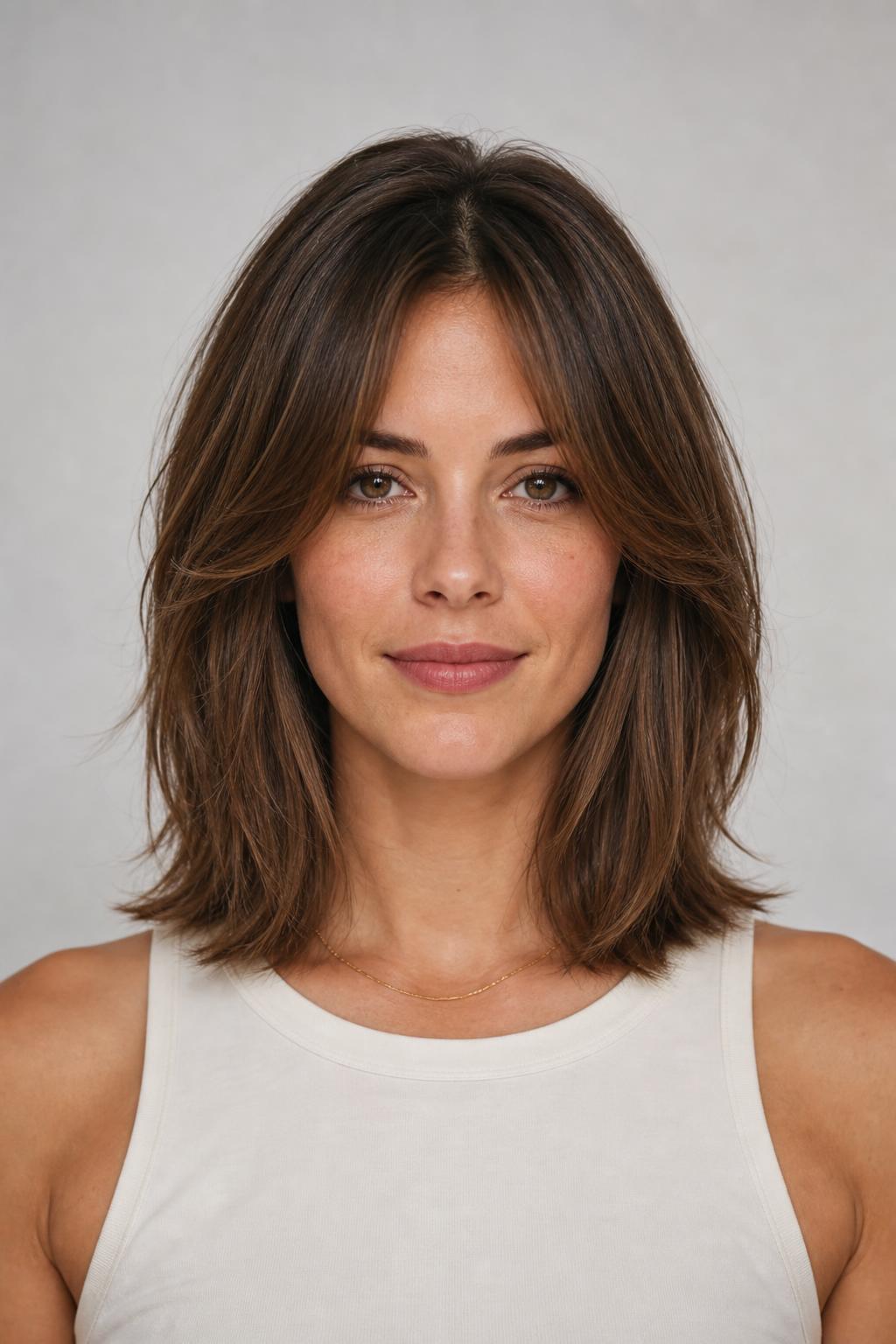 Layered Collarbone Lob That Adds Width at the Cheeks on a Rectangle Face Shape