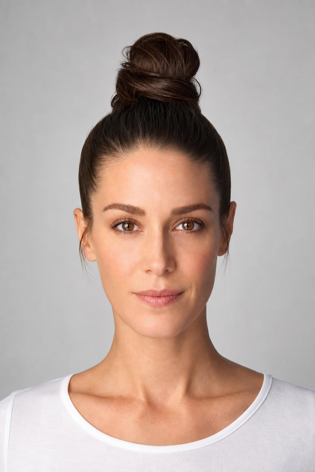 Tall Topknot Adding Height at the Crown on a Long Face