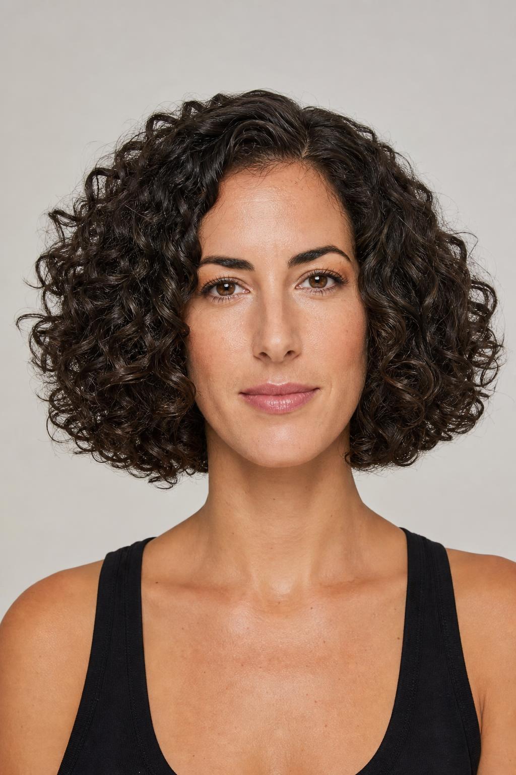 Curly Hair Shaped So the Volume Peaks at Cheek Height
