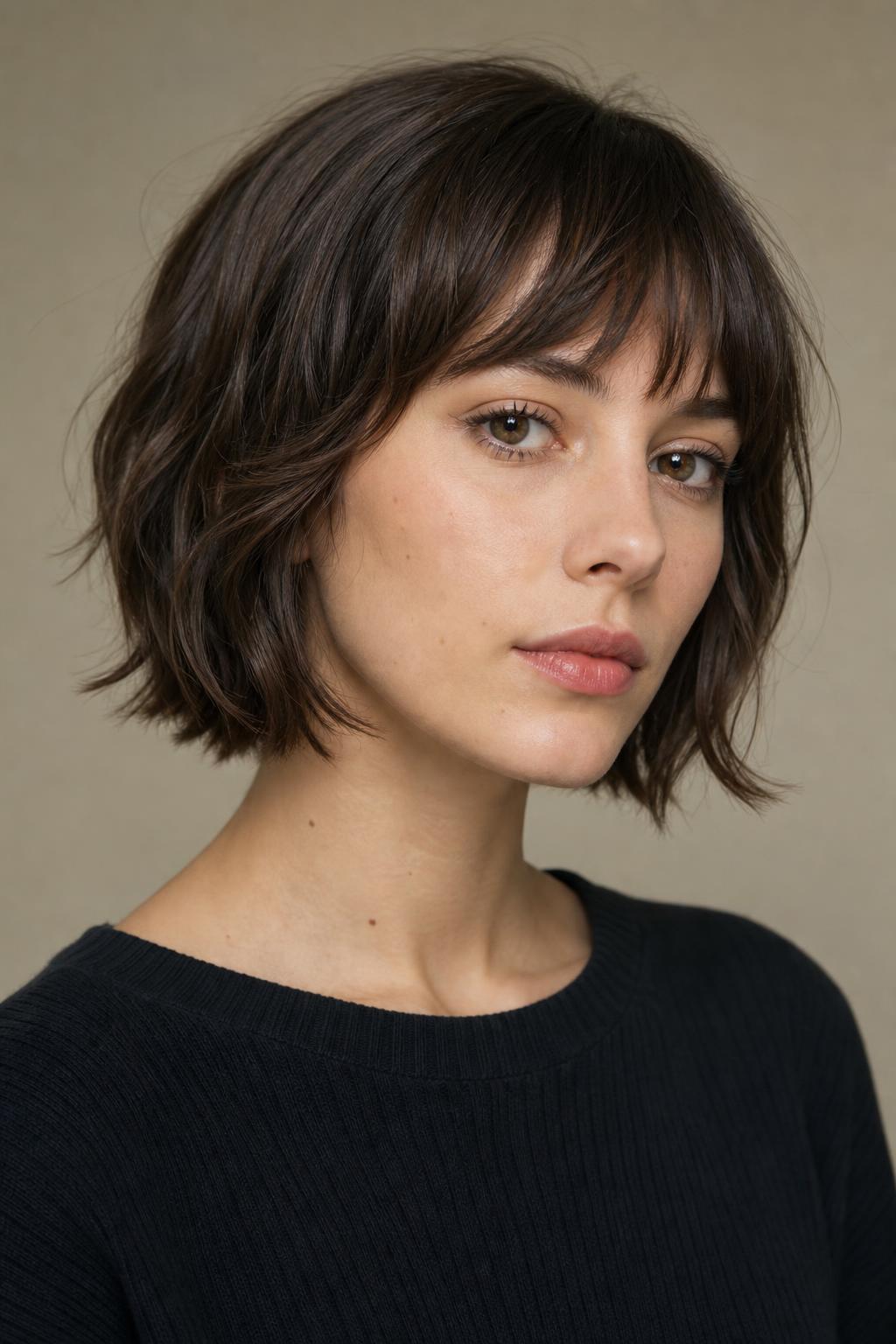 Textured French Bob Cut to Graze the Jaw With a Soft Fringe
