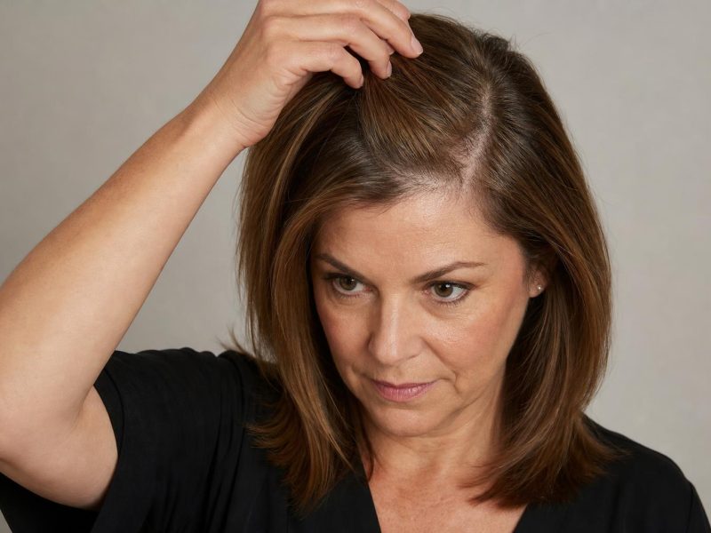 Scalp and Hairline Examined Along a Part on Light Brown Hair