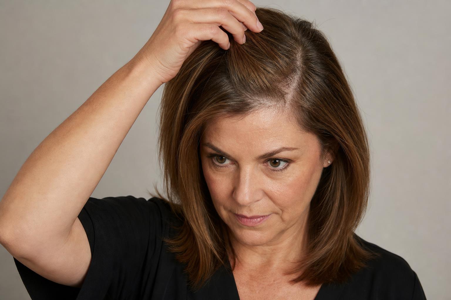 Scalp and Hairline Examined Along a Part on Light Brown Hair
