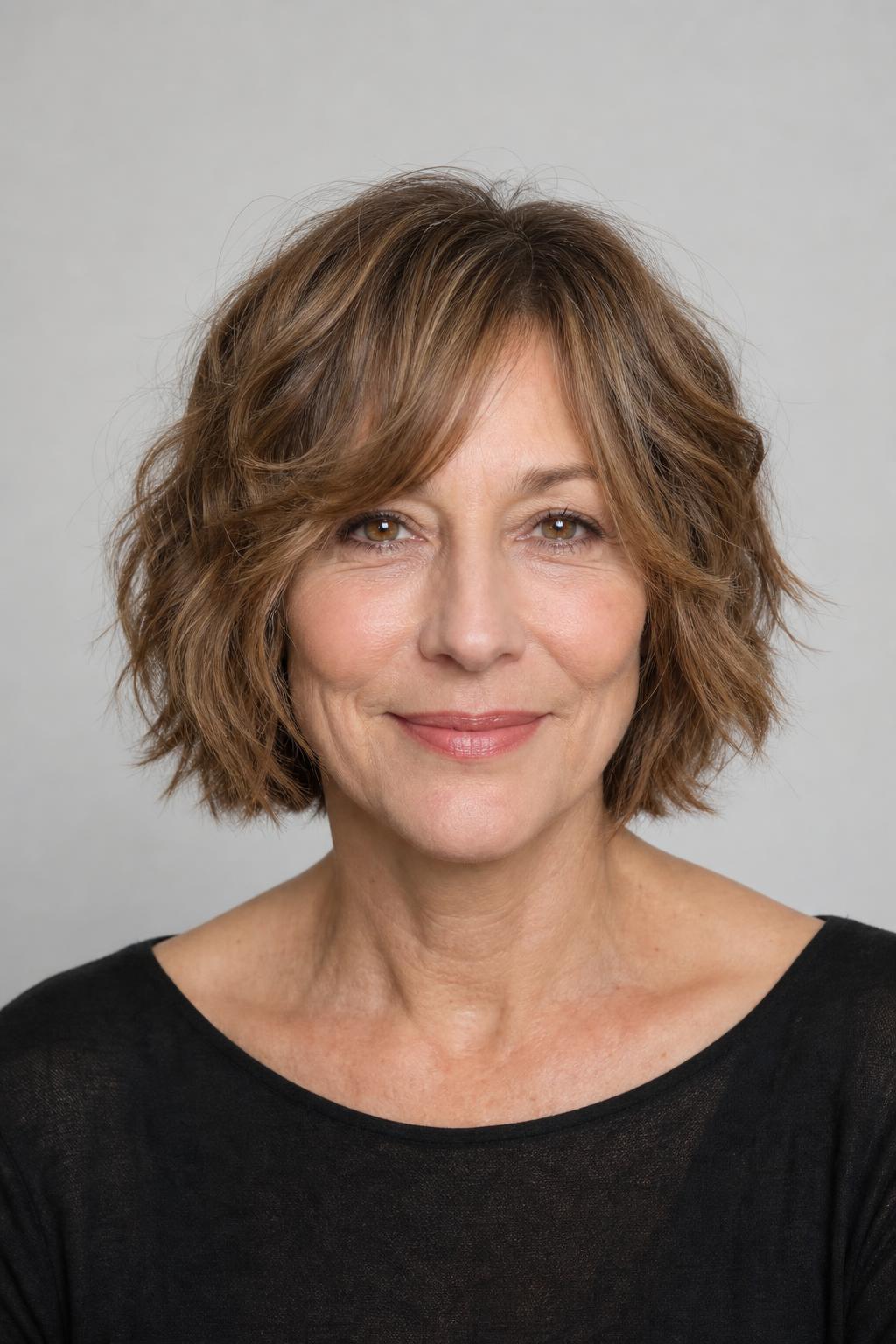 Shaggy Bob with Loose Natural Waves and Short Face-Framing Pieces