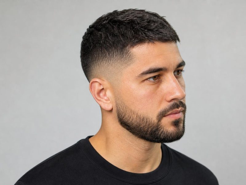 Short Low Fade With Cropped Length on Top