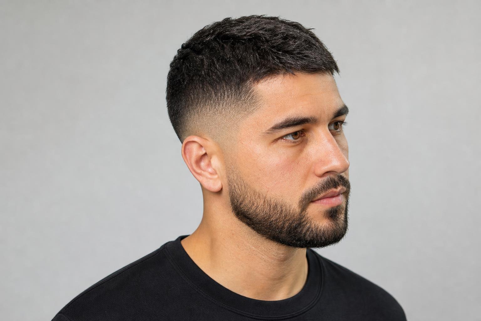 Short Low Fade With Cropped Length on Top