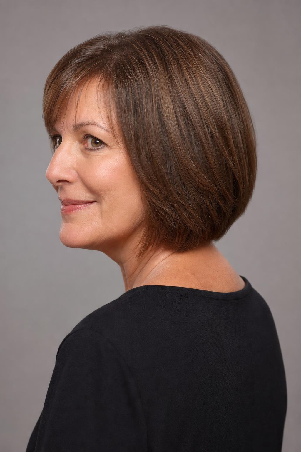 Soft Layered Bob with Gradually Blended Weight and a Flat Back Silhouette