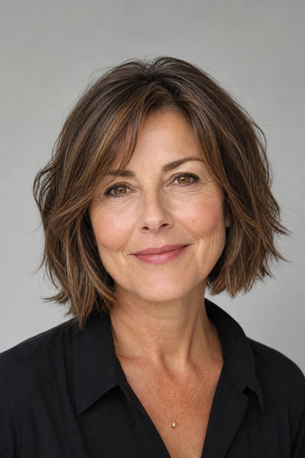 Diffused Textured Bob with Lifted Roots and Piecey Separated Ends