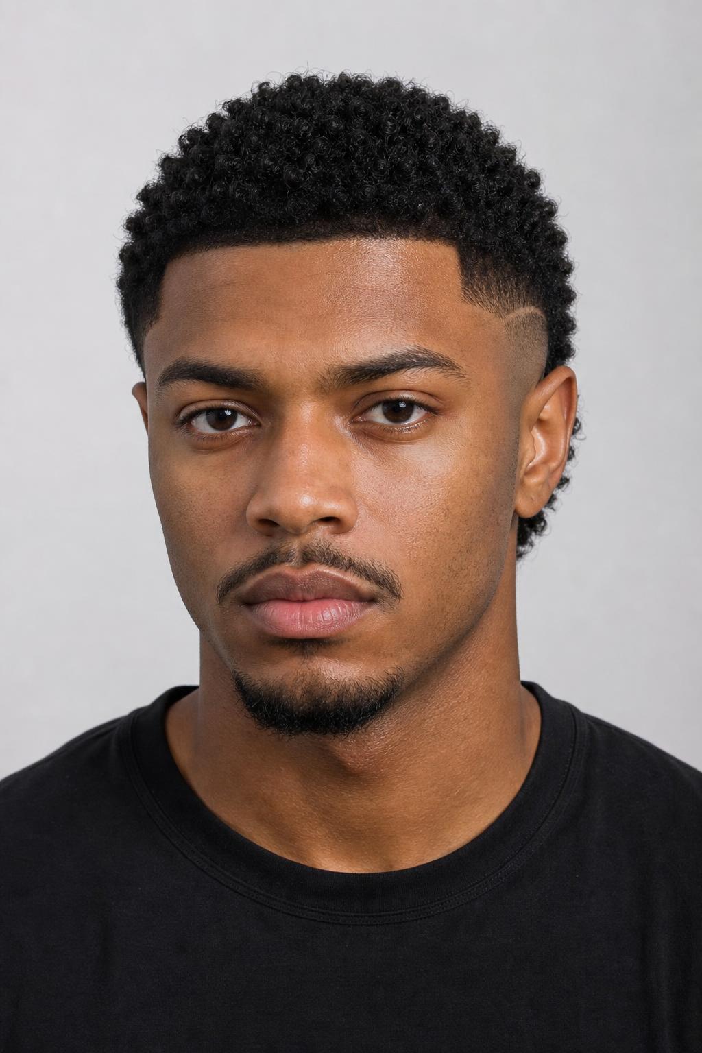 Burst Fade Arcing Around the Ear on Tight Coily Black Hair