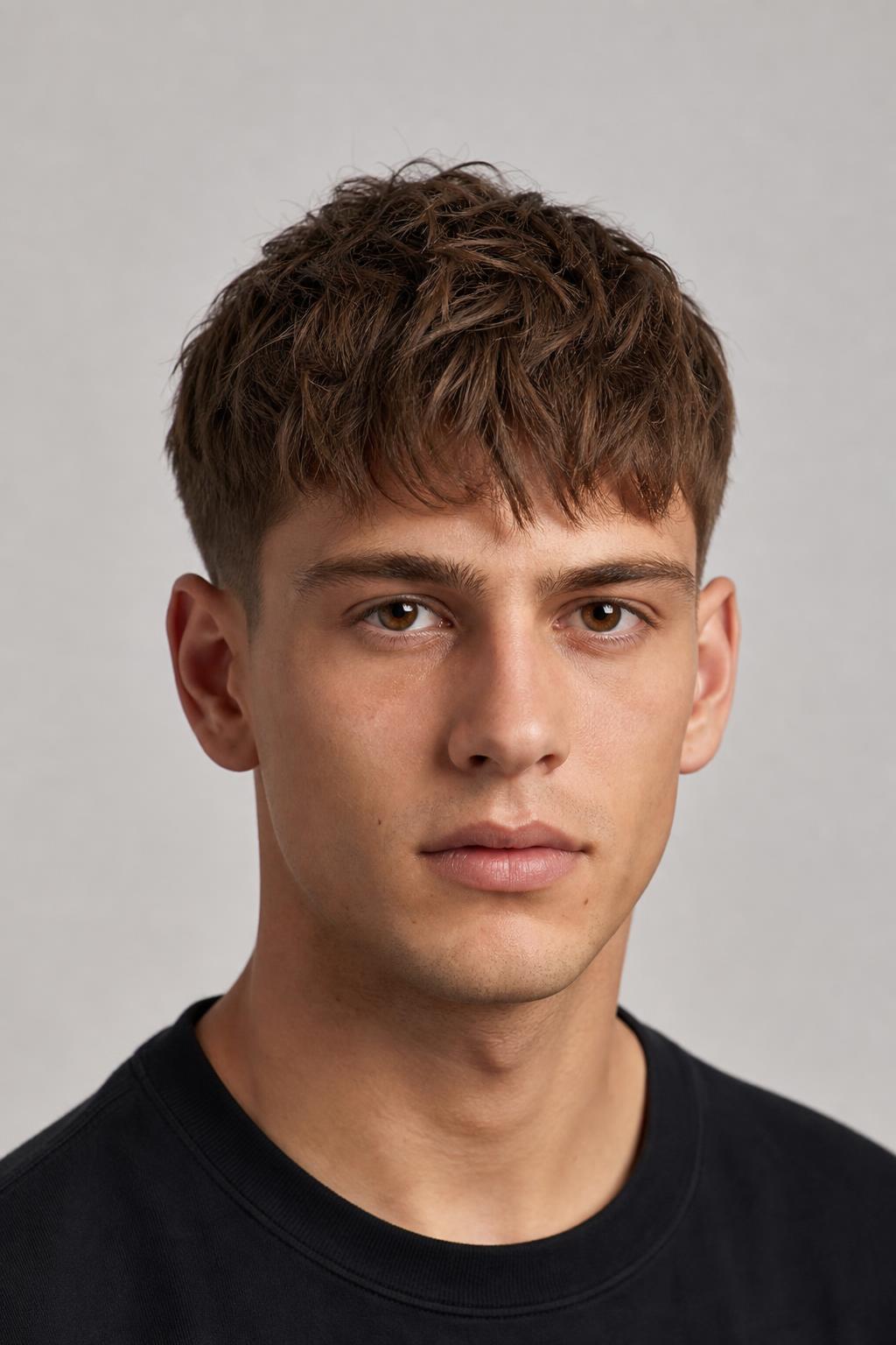 Messy Textured Crop with Uneven Point-Cut Ends Worn Forward