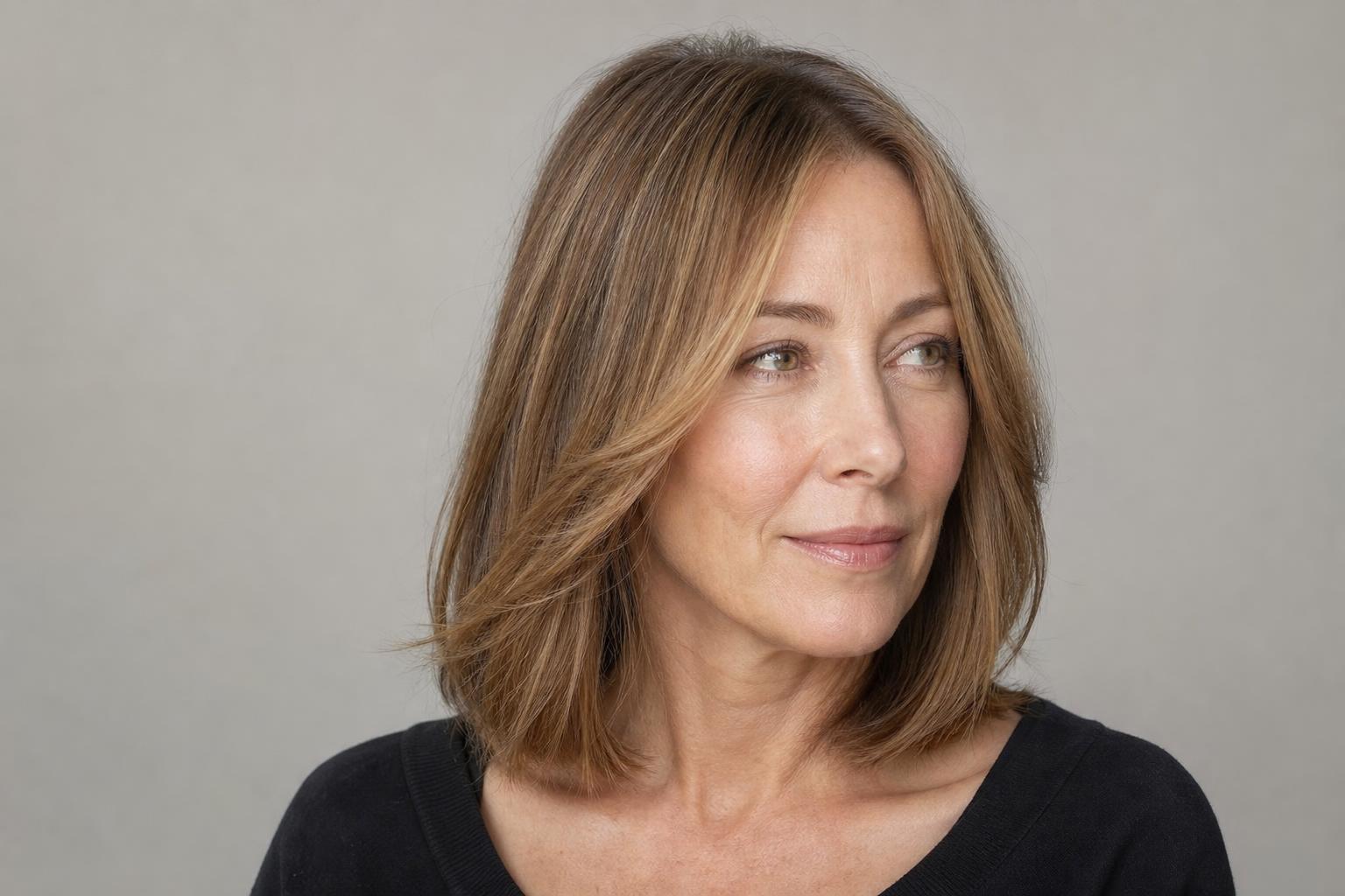 Collarbone Length Blunt Cut with Soft Face-Framing Layers on Fine Light Brown Hair