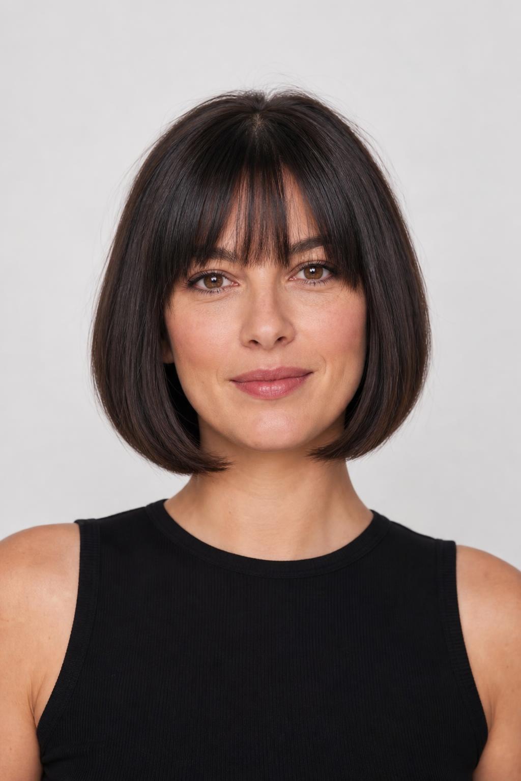 Pageboy Cut with a Rounded Hem Curving under at Chin Level