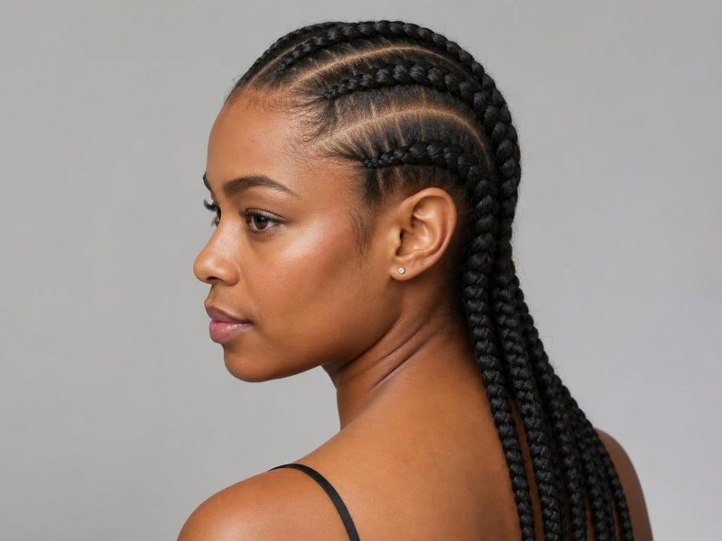 Thick Straight-Back Cornrows Braided With Loose Tension
