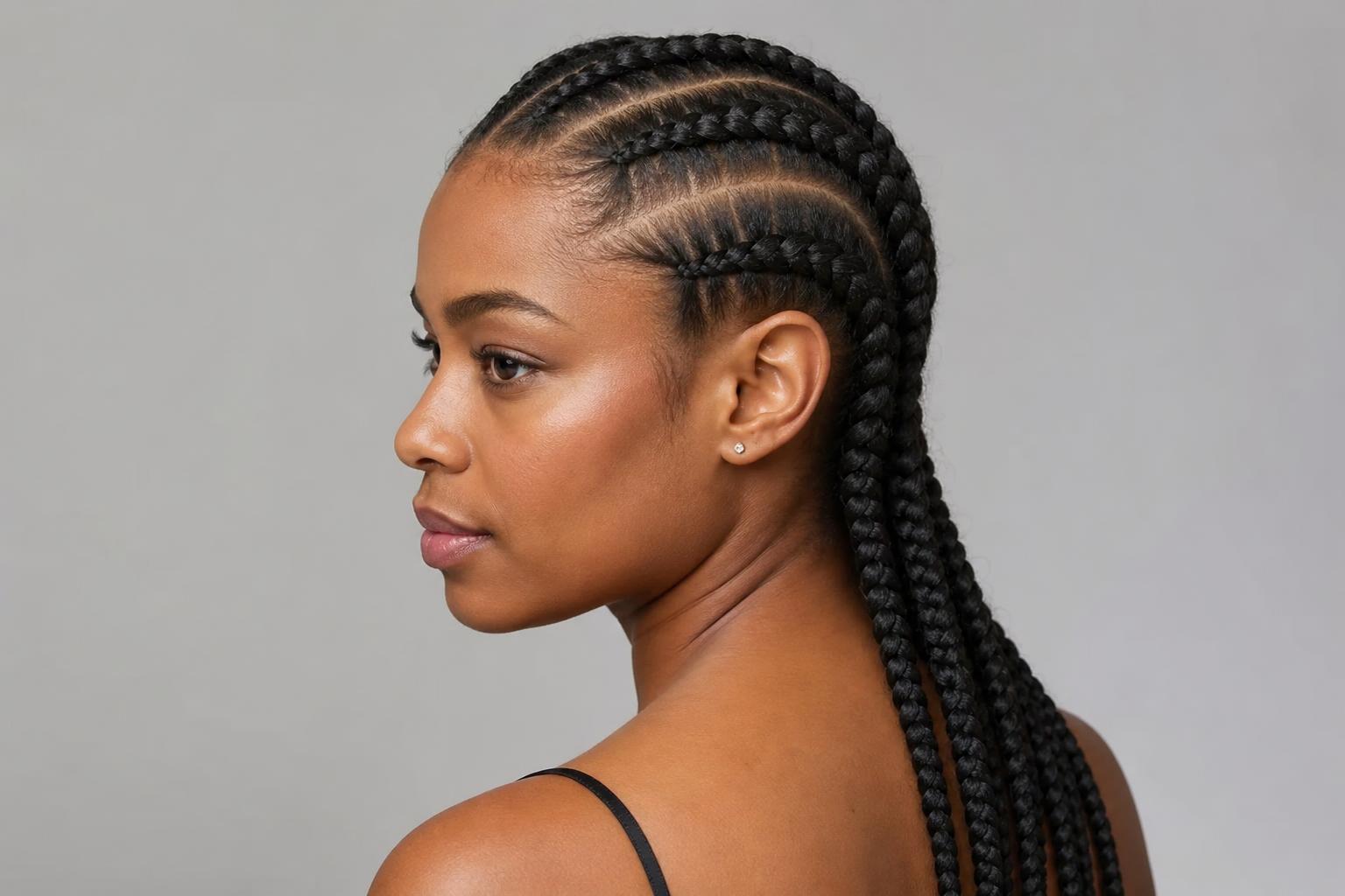 Thick Straight-Back Cornrows Braided With Loose Tension