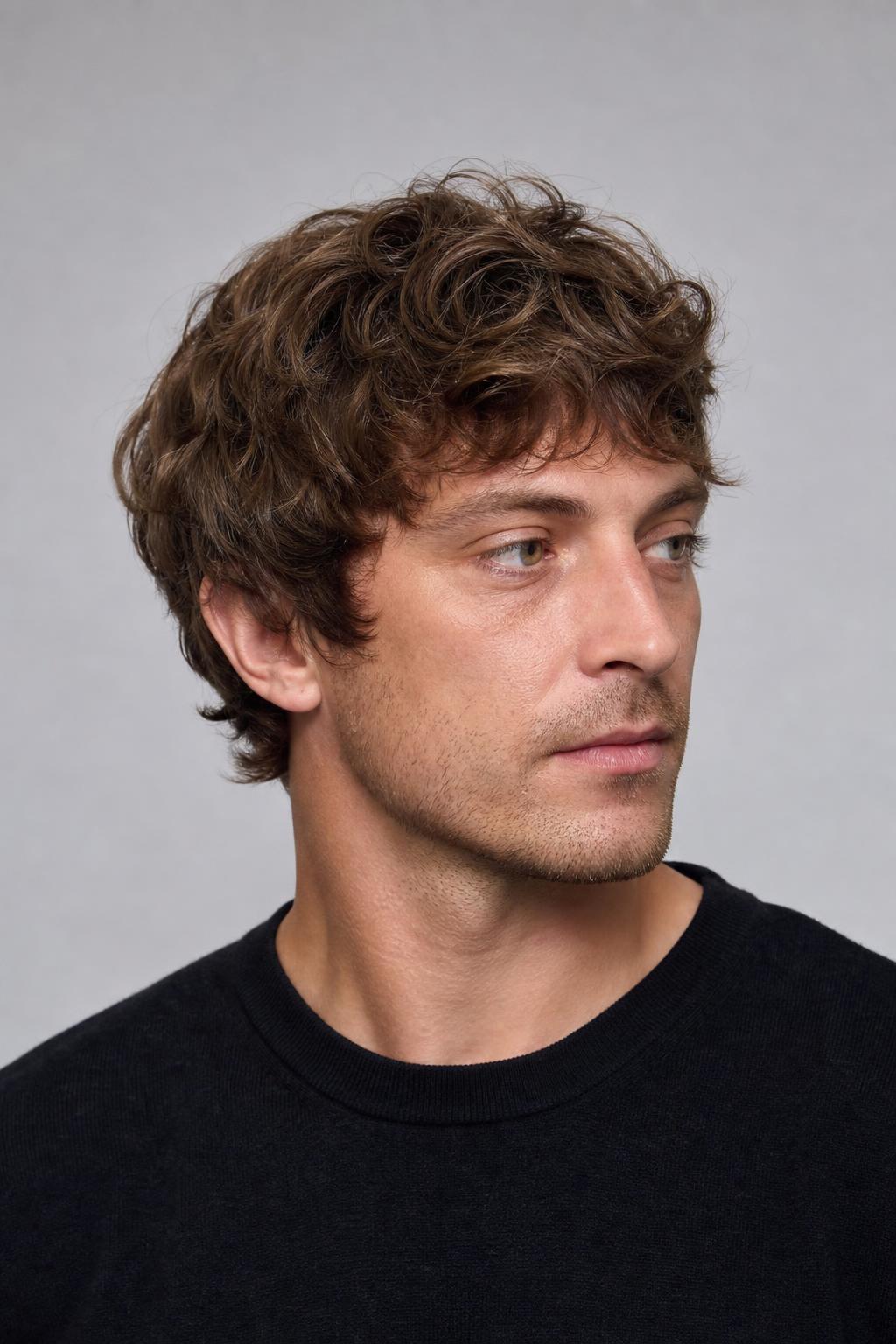 Grown-Out Textured Crop with Softened Edges and Two Inches of Length on Wavy Hair
