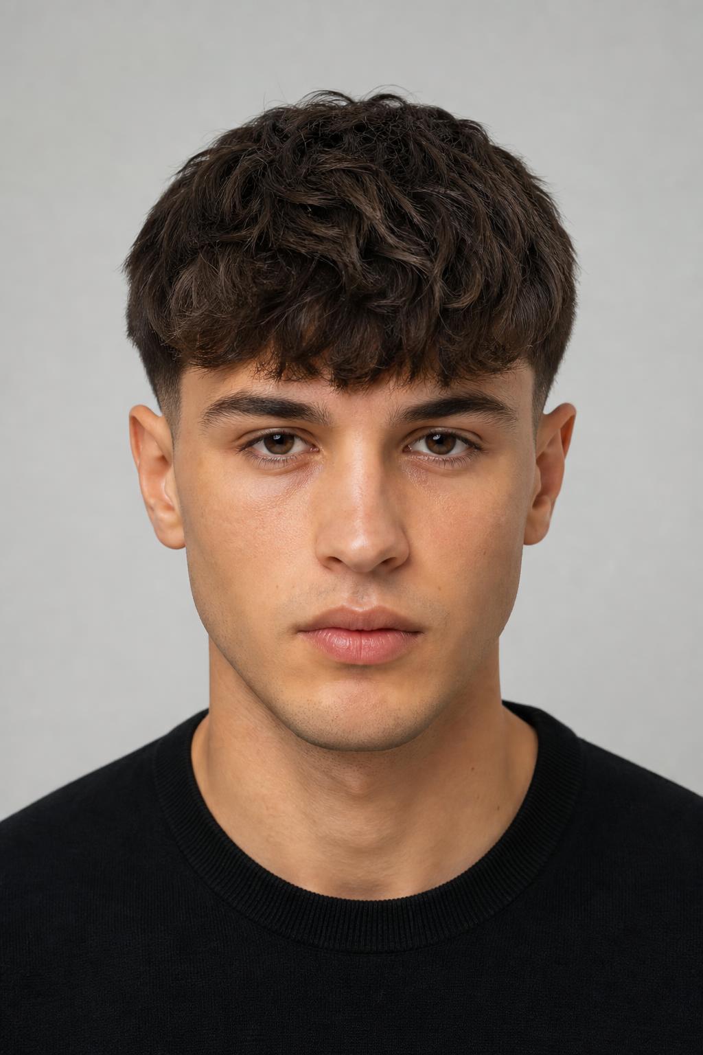 Wide Temple-to-Temple Textured Fringe Cut to Broaden a Narrow Hairline