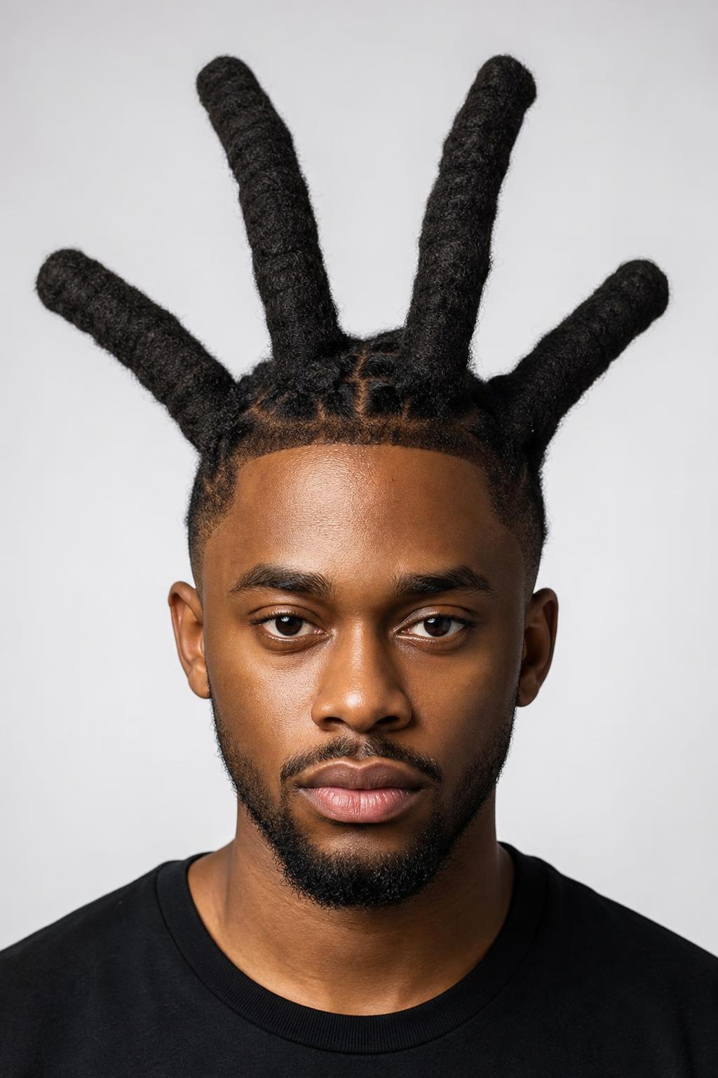 Four-Wick Setup Sectioned Into Four Thick Columns of Dense Coily Hair