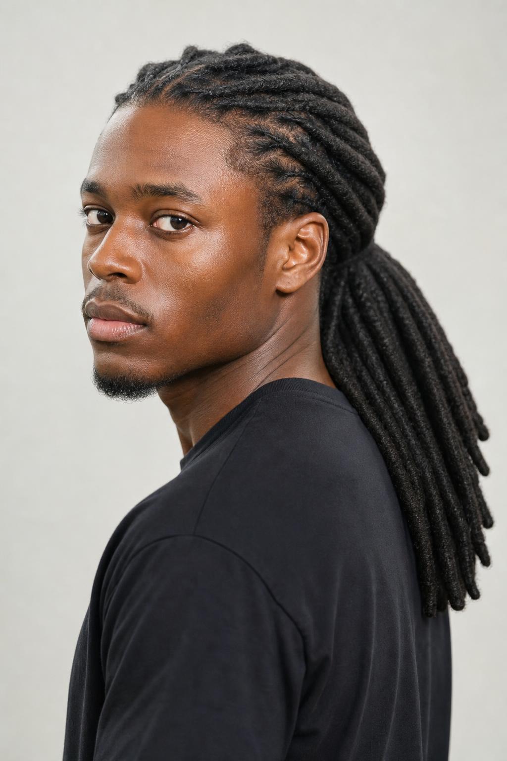 Long Wicks Gathered Into a Thick Ponytail Off the Face