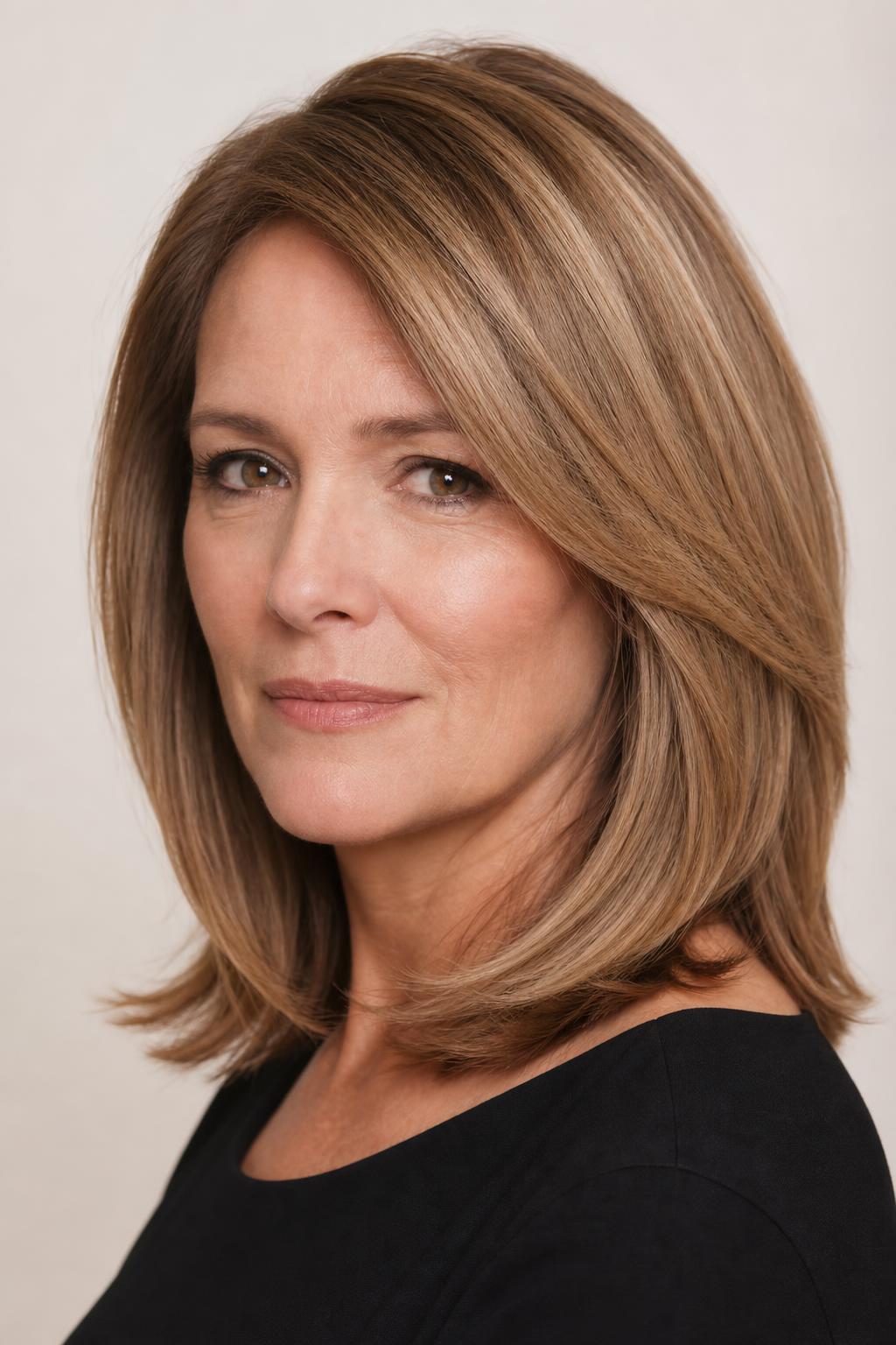 Glossed Grown-Out Highlights Blended to One Even Depth on Bronde Hair
