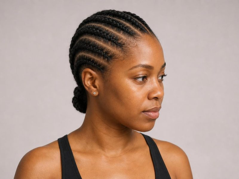Eight Straight-Back Cornrows on Natural 4C Hair with Clean Parallel Partings to the Nape