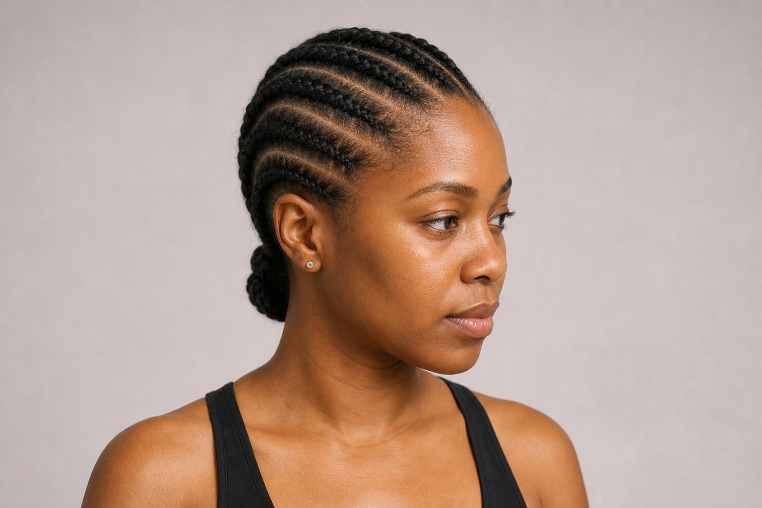 Eight Straight-Back Cornrows on Natural 4C Hair with Clean Parallel Partings to the Nape