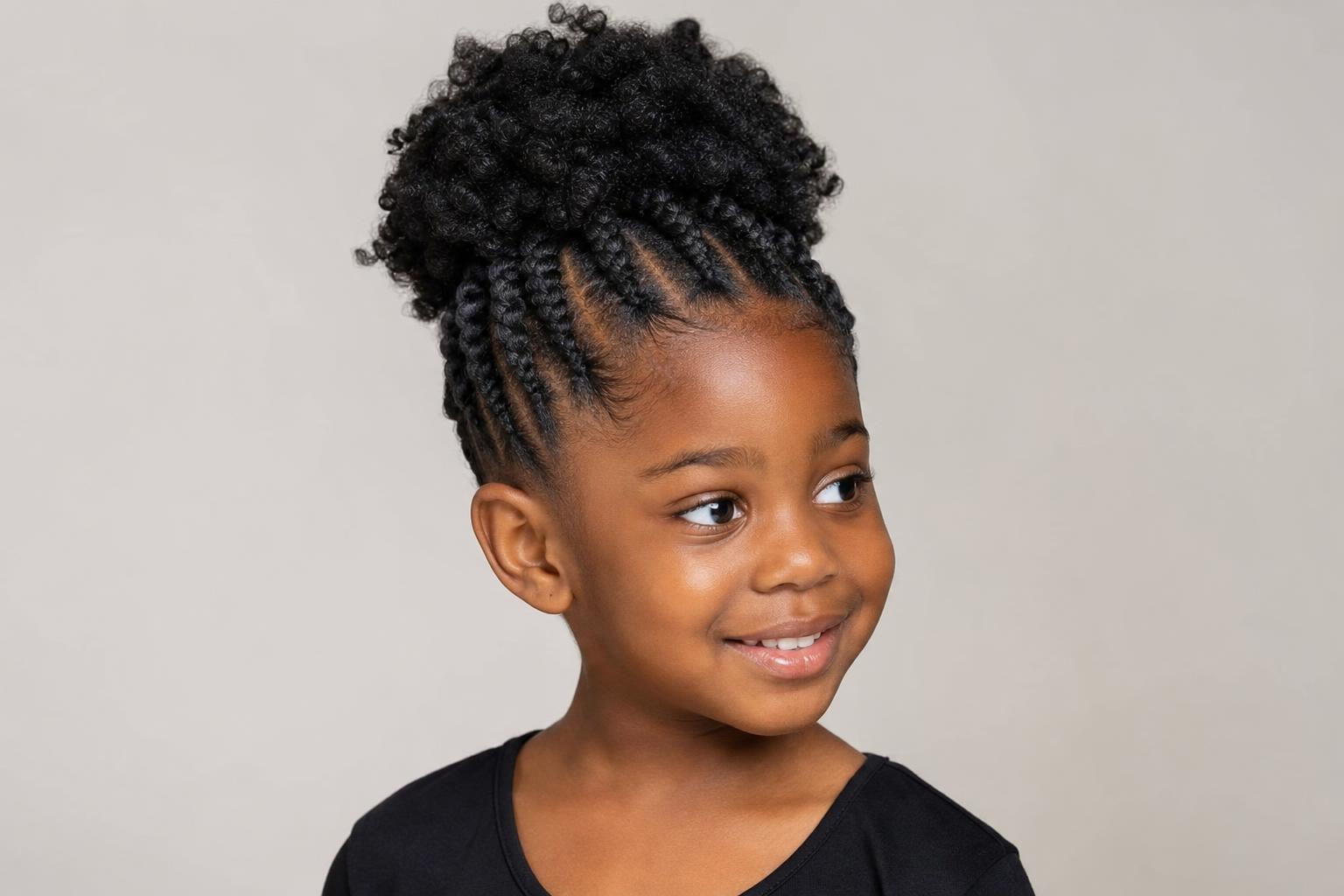 Two-Strand Twists Gathered into a High Puff on Natural 4C Hair with Clean Partings