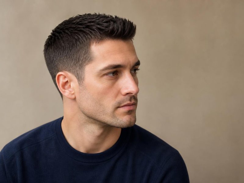 Classic Crew Cut With Longer Front and Tapered Sides