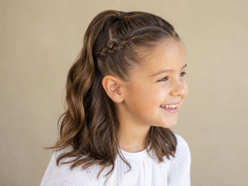 Easy Everyday Hairstyles for Girls With a Half-Up Ponytail and Braid
