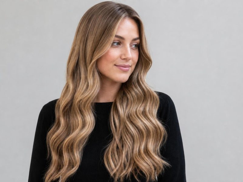 Loose Polished Waves on Long Thick Dark Blonde Hair Curled Root to Tip