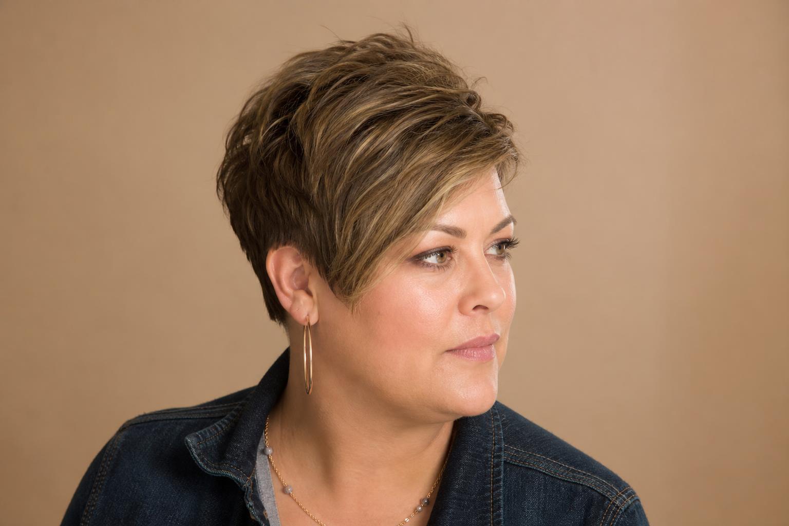 Textured Pixie Cut with Crown Volume and Longer Side-Swept Front on Fine Hair
