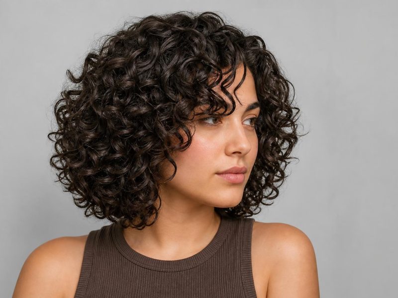 Freshly Washed Shoulder-Length 3B Curls with Defined Separation and Shine on Dark Brown Hair