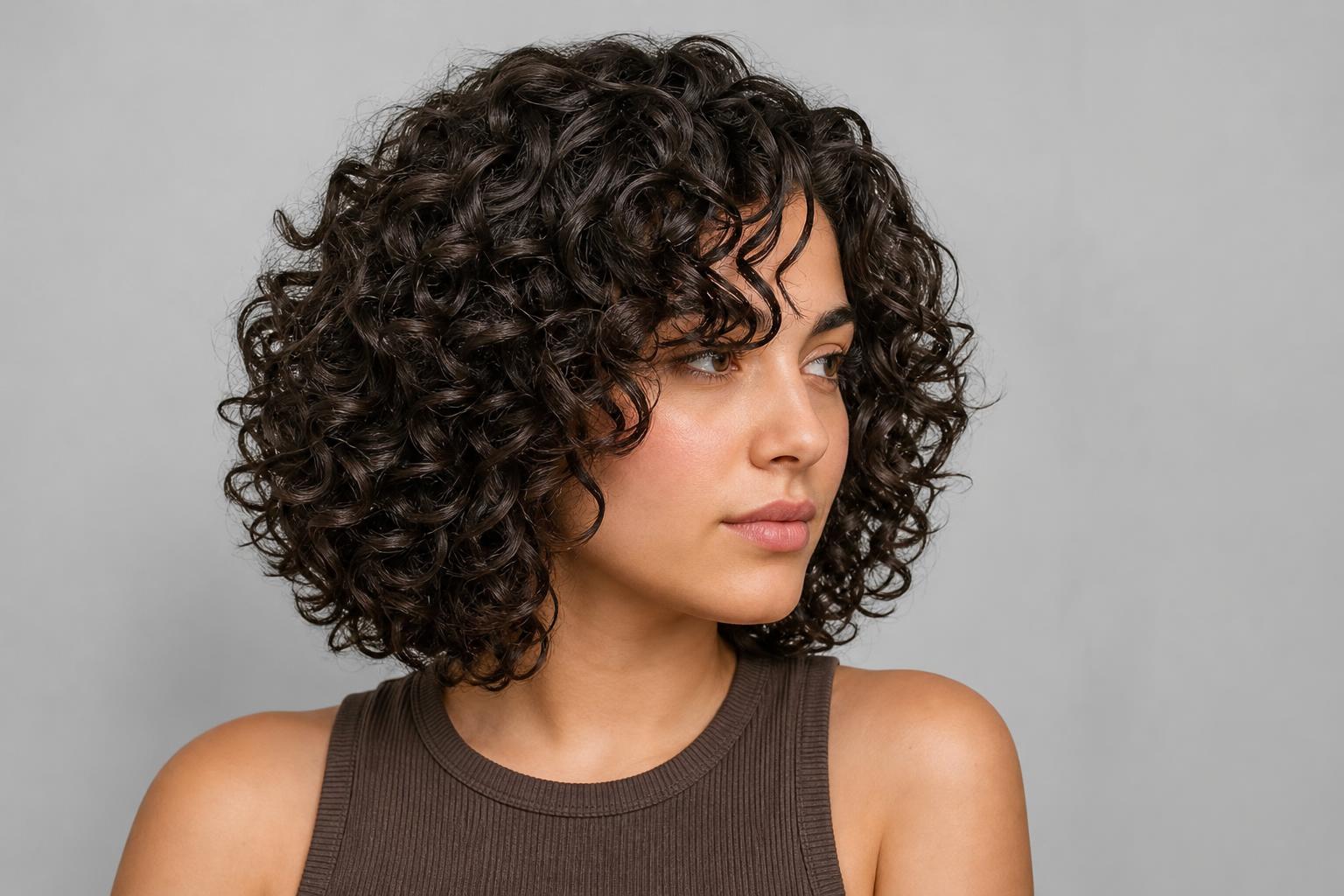 Freshly Washed Shoulder-Length 3B Curls with Defined Separation and Shine on Dark Brown Hair