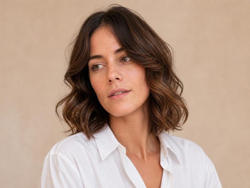 Loose Wavy Perm on Shoulder-Length Brown Hair